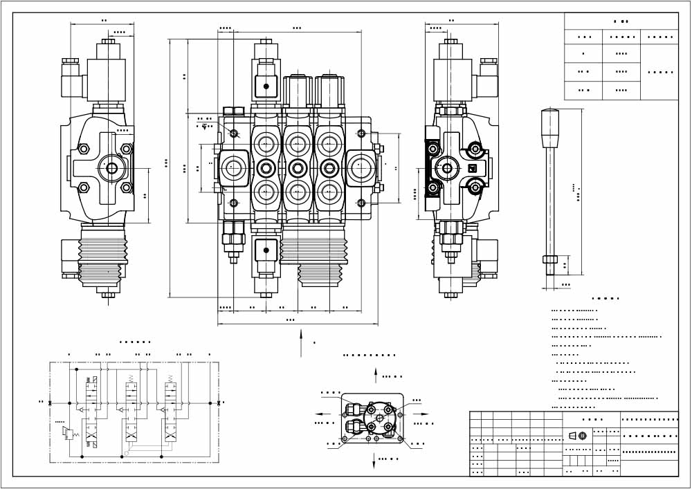 SD8 Соленоидный и джойстиковый 3 катушки Секционный направляющий клапан drawing image