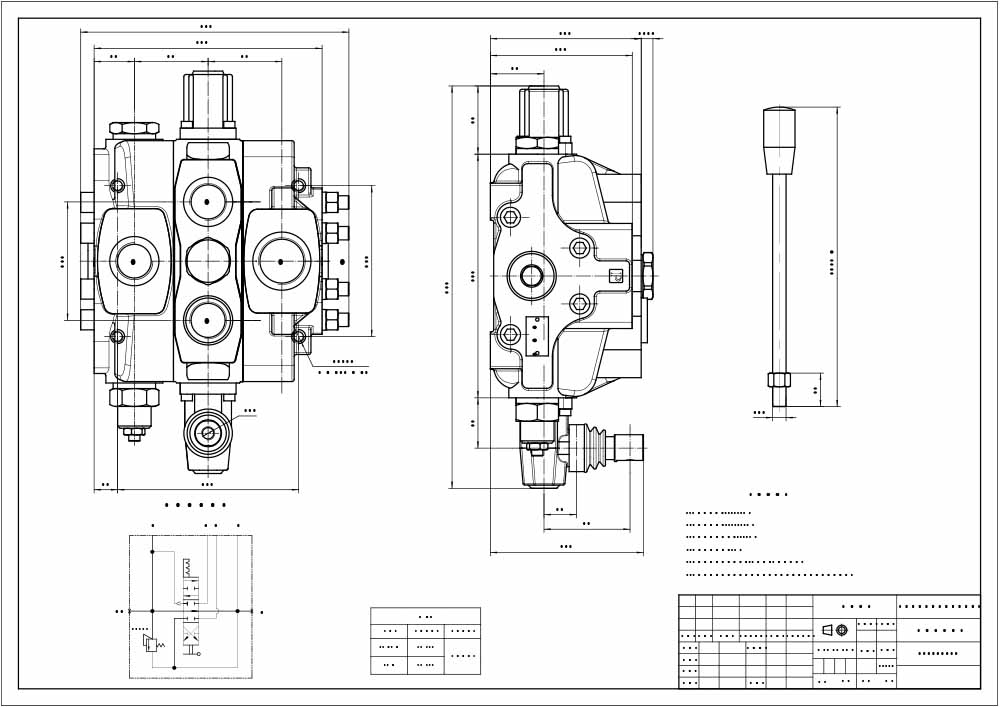 SD25 Ручное 1 катушка Секционный направляющий клапан drawing image