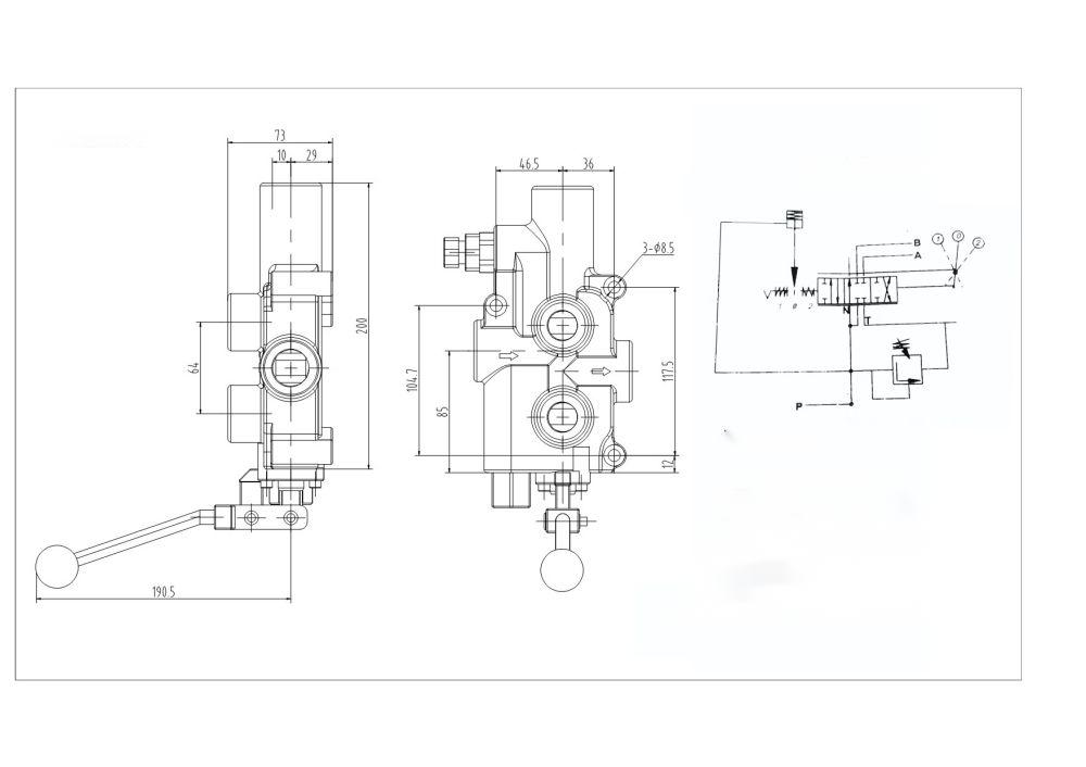 P81 Ручное 1 катушка Клапан для колуна drawing image