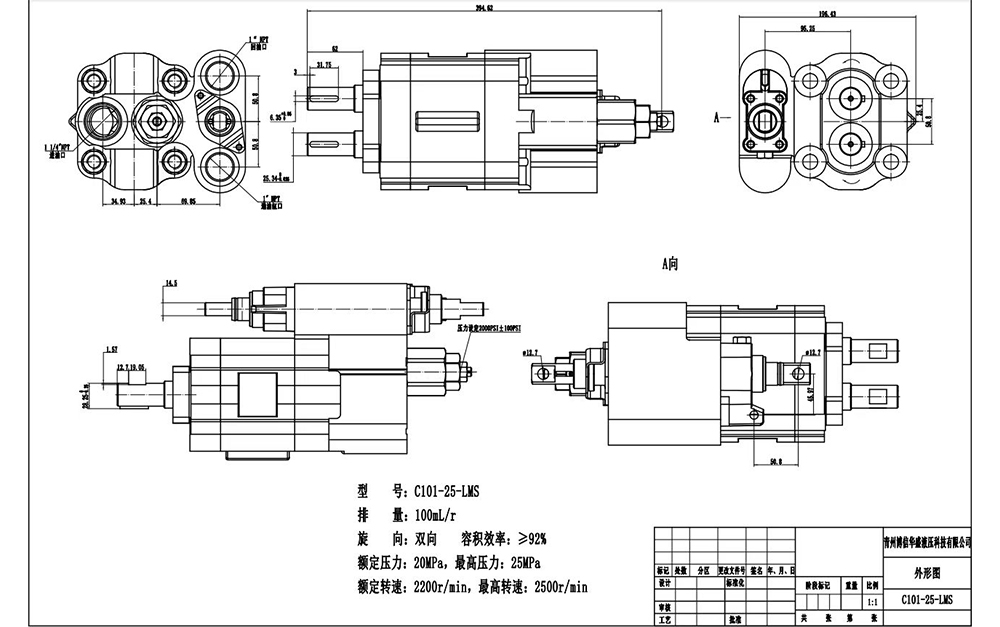 C102 112 см³/об Гидравлический шестерёнчатый насос drawing image