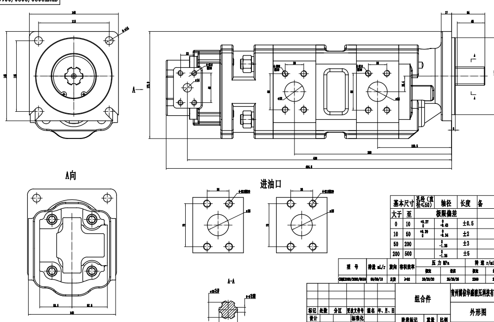 JHP2080-2080-1016 80 см³/об Гидравлический шестерёнчатый насос drawing image