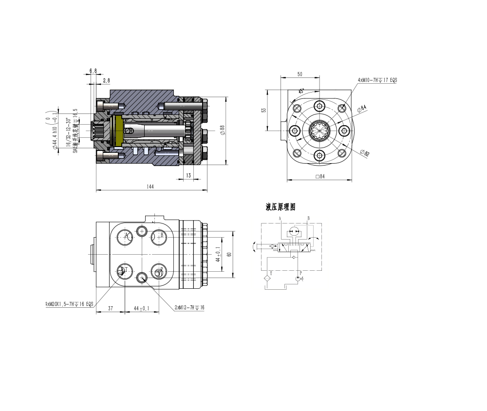 BZZ1-E100B 100 мл/об 7,5 л/мин Рулевой блок drawing image