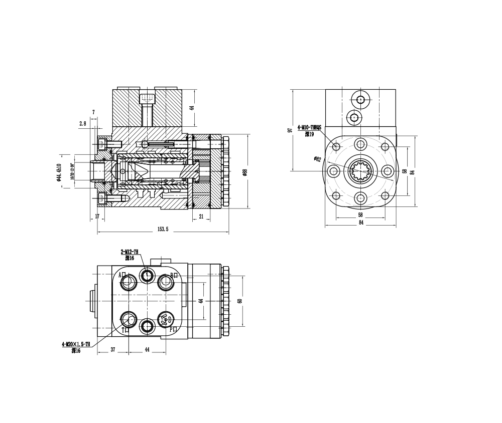 BZZ1-E160B 160 мл/об 12 л/мин Рулевой блок drawing image
