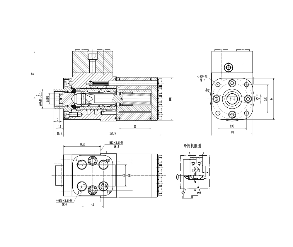 BZZ5-E500C 500 мл/об 38 л/мин Рулевой блок drawing image