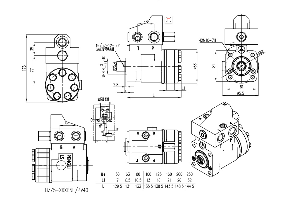 101S-5T-50-PV40 50 мл/об 5 л/мин Рулевой блок drawing image