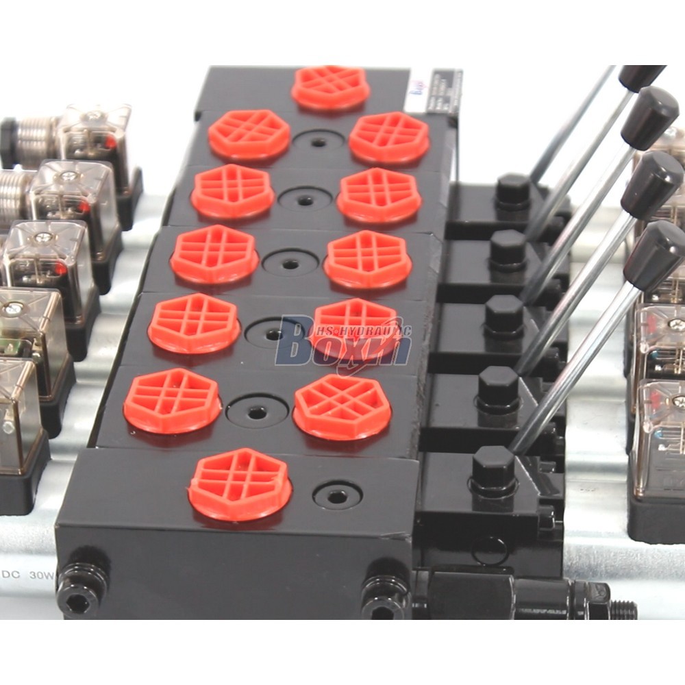 OEM and Custom DCV58 Solenoid and Manual 5 Spool Sectional Valve detail image