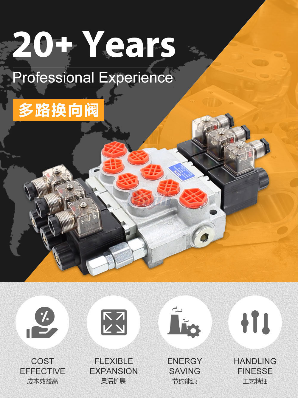 P40-DKL 电磁 3 联 整体式换向阀