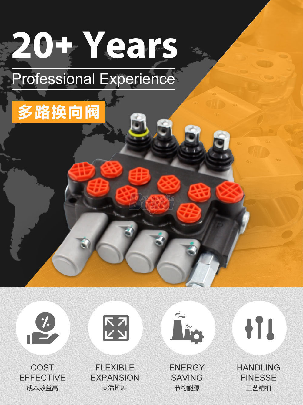 P40-G12-G38-3OT-OTW 手控 4 联 整体式换向阀