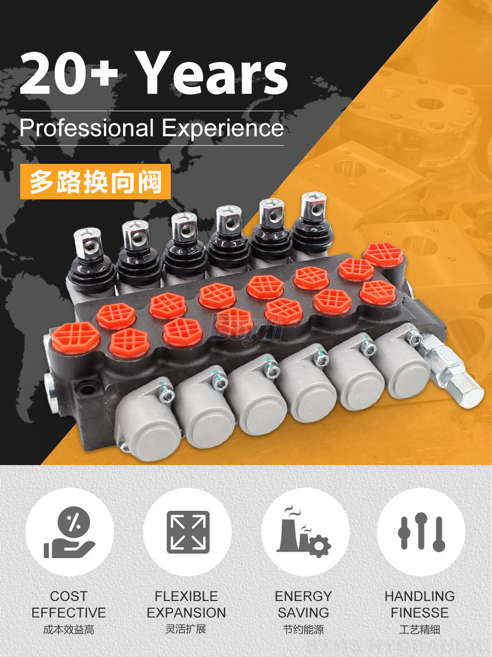 P40-G12-G38 手控 6 联 整体式换向阀