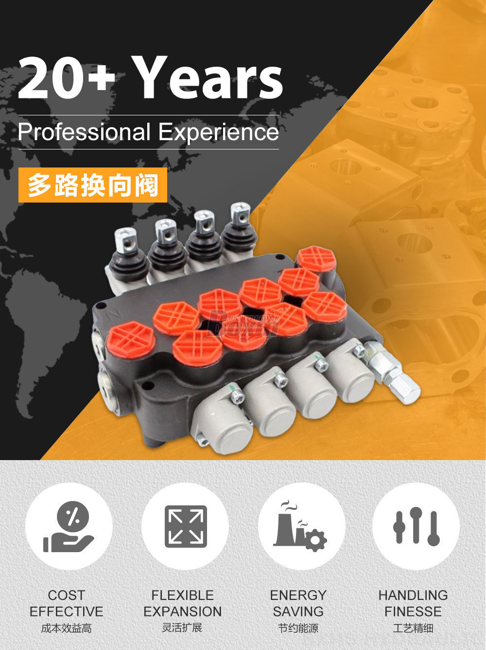 P80-G34-4OT 手控 4 联 整体式换向阀