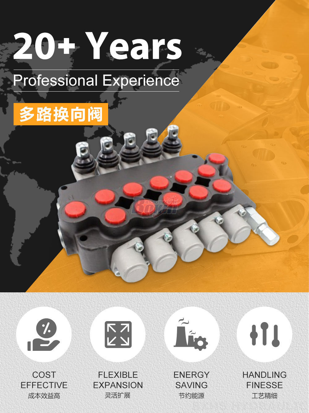 P80-U7/8-5OT 手控 5 联 整体式换向阀